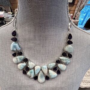 Gorgeous Caribbean Larimar African faceted, amethyst, sterling silver necklace